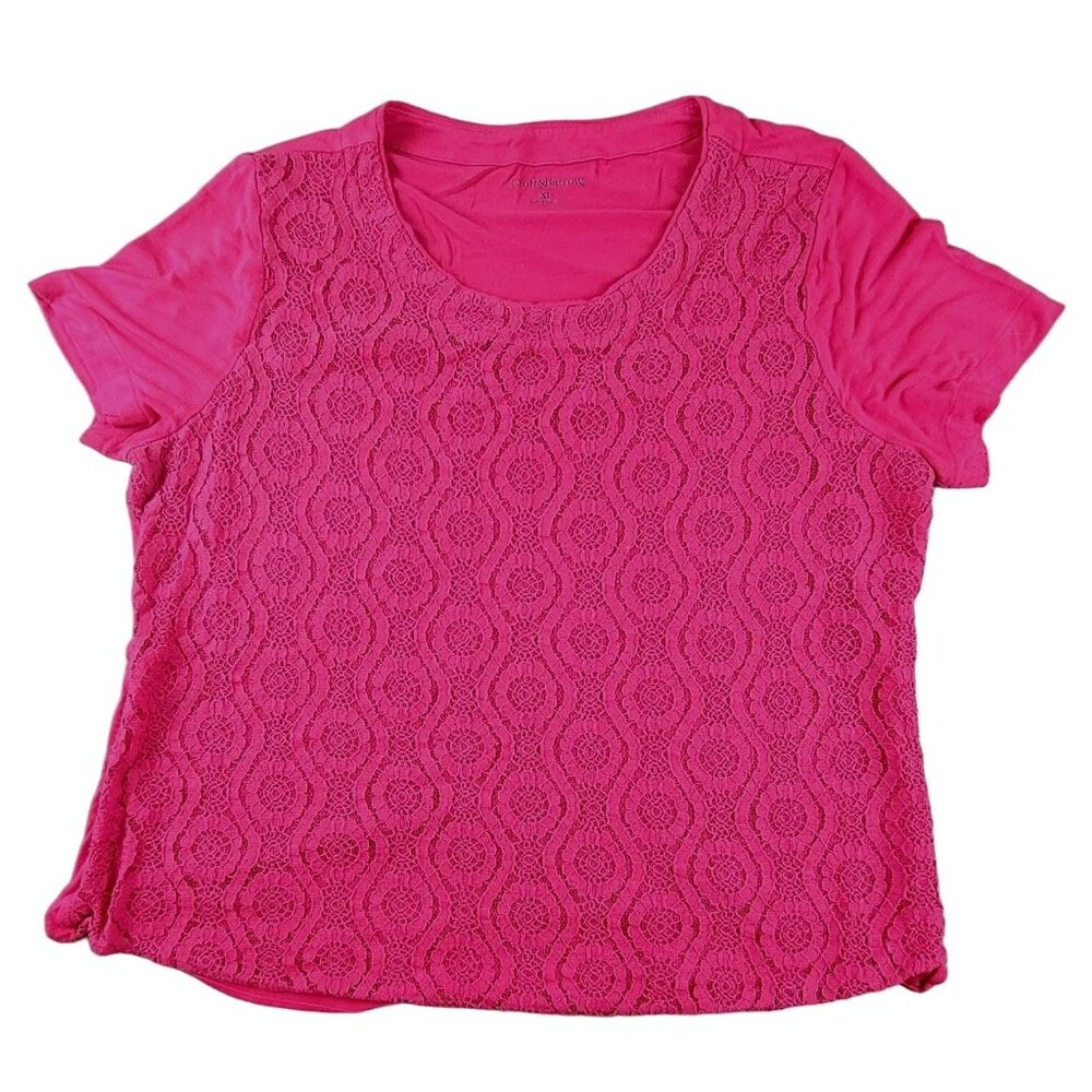 Croft & Barrow Womens Top Dressy Fuchsia Pink Blouse Size XL  JH1642089